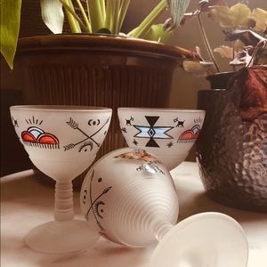Mini Handpainted Vintage Wine Glass Set